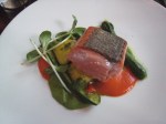 Salmon w/ red pepper purée